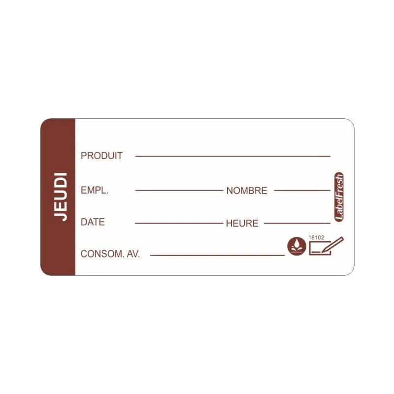 Etiketa sledovateľnosti LabelFresh Soluble Pro - Štvrtok - 60 x 30 mm - Balenie 250