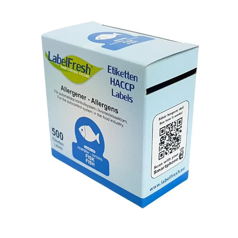 Etiketa s trasovateľnosťou LabelFresh Alergény ikony - Ryba - 70 x 45 mm - Balenie 500