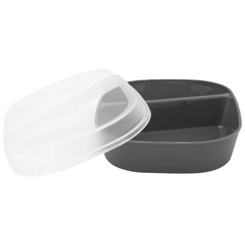 Šedá opakovane použiteľná miska s 2 priehradkami z PP - 990 ml - Sada 24 ks