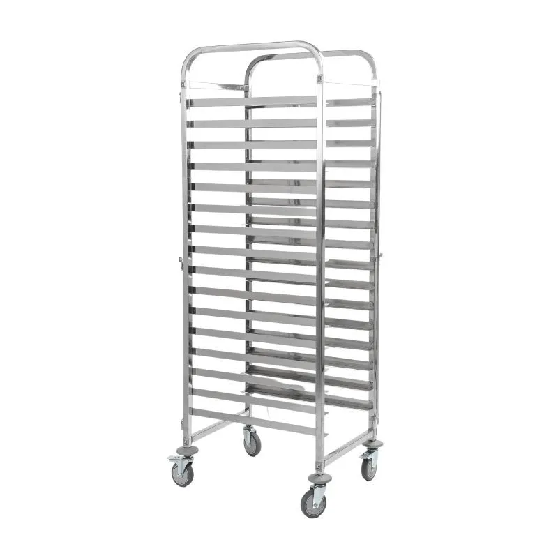 Regálový Vozík Gastronorm GN 1/1 15 Úrovní Nerez na Kolieskach, Vozík na Plechy 380×550×1700 mm