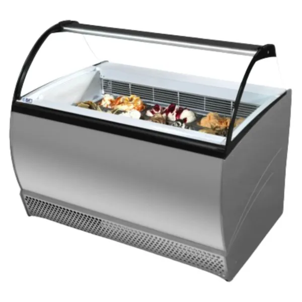 Vitrine na zmrzlinu s ochranným sklom z ohýbaného skla - 10 x 5 L