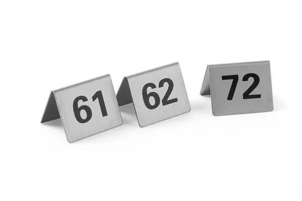 Sada 12 stolových stojanov s číslami od 61 do 72