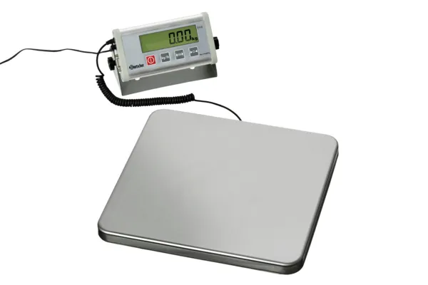 Elektronická váha s nástenným zobrazením, nosnosť 150 kg.