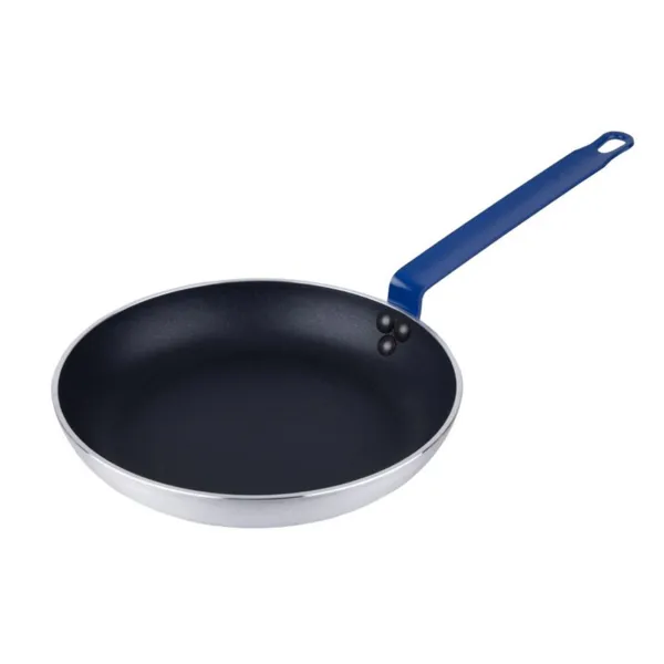 Nepriľnavá hliníková panvica Teflon Plus modrá rukoväť 28 cm