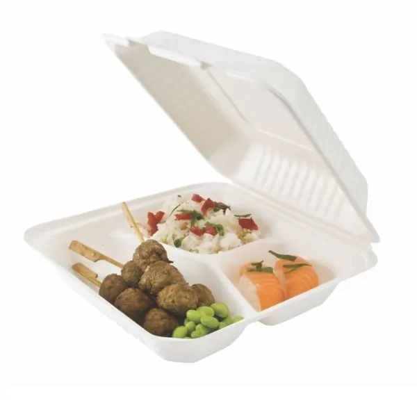 Obedová krabica Bagasse 3 oddelenia - Balenie 50