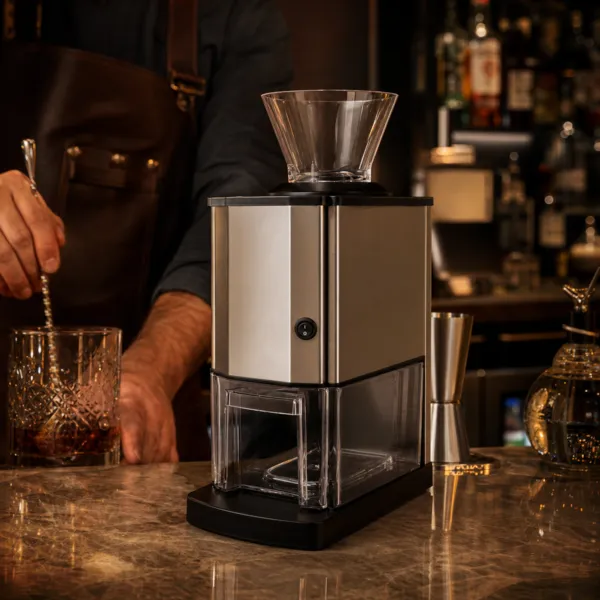 Elektrický drvič ľadu 12 kg/h 60 W nerez, priehľadný zásobník, zberná nádoba — Bar, koktaily