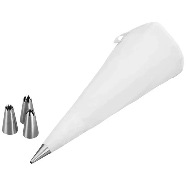 Vrecko na zdobenie z kremového silikónu + 4 nerezové trysky - 30 cm